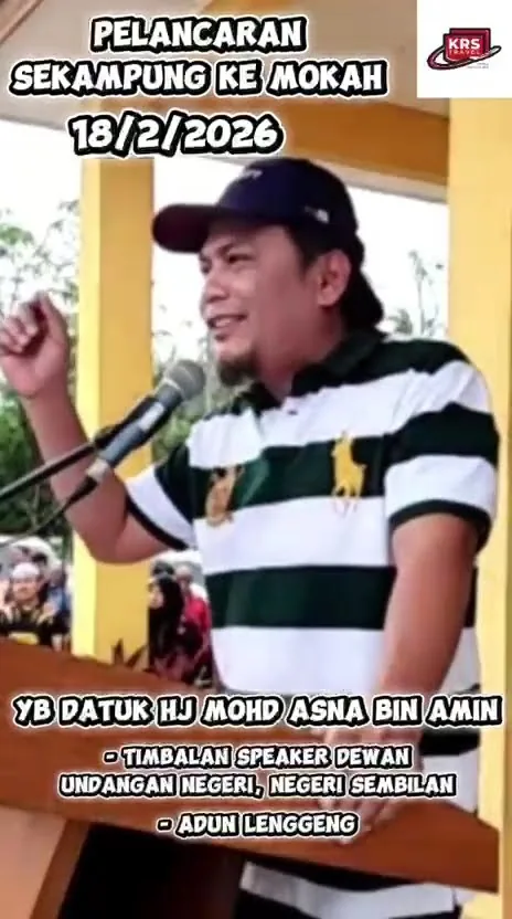 YB Datuk Hj Mohd Asna bin Amin, ADUN Lenggeng, berucap di pentas pelancaran program Sekampung ke Mokah pada 18 Februari 2026