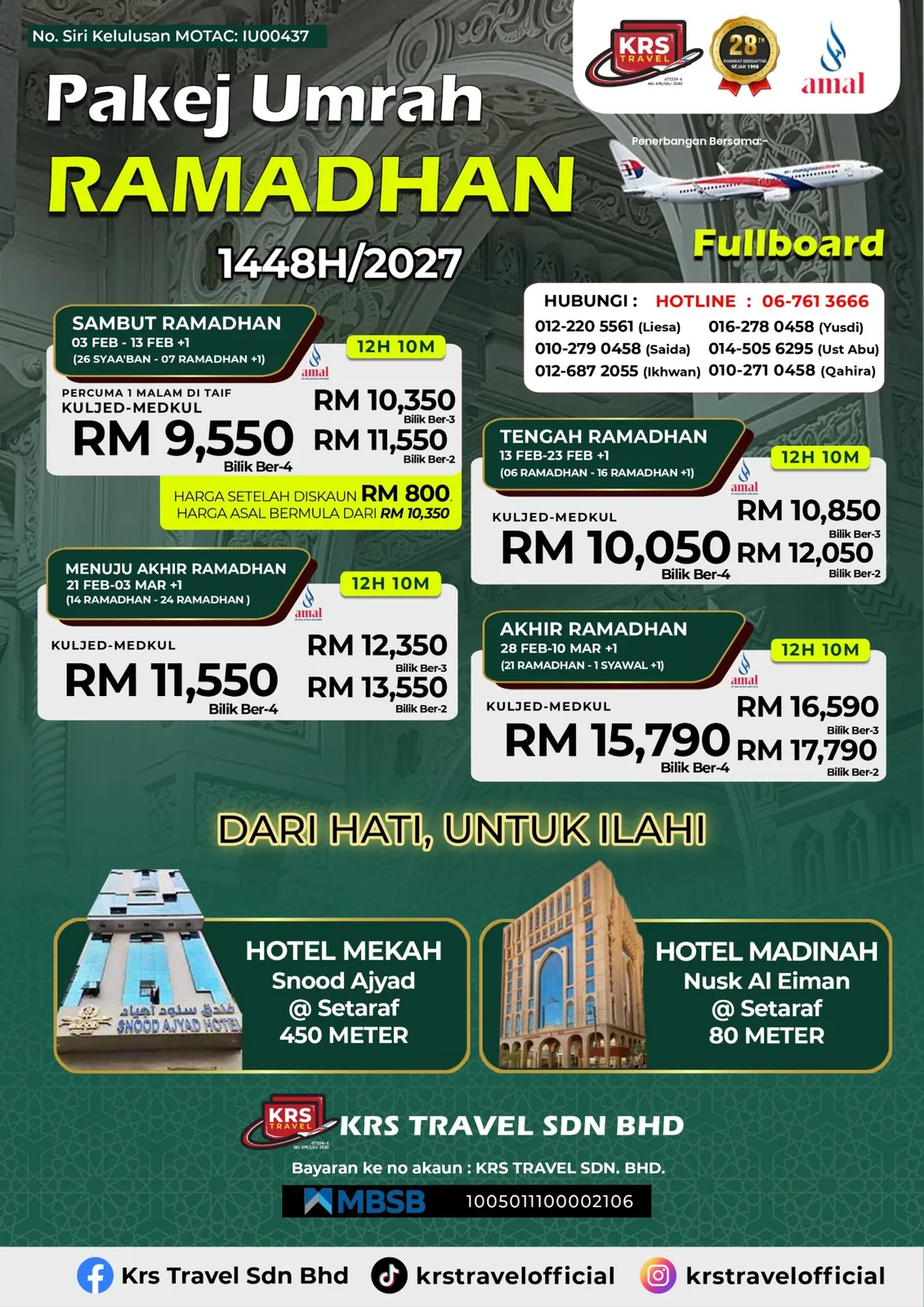 Pelbagai Pakej Umrah Ramadhan 1448H/2027 — KRS Travel